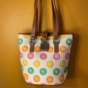 Dooney & Bourke Cream Multicolor Logo Tote